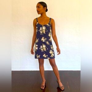 Reformation Puglia Navy Blue Floral Sleeveless Mini Dress in Yolanda Sz 8